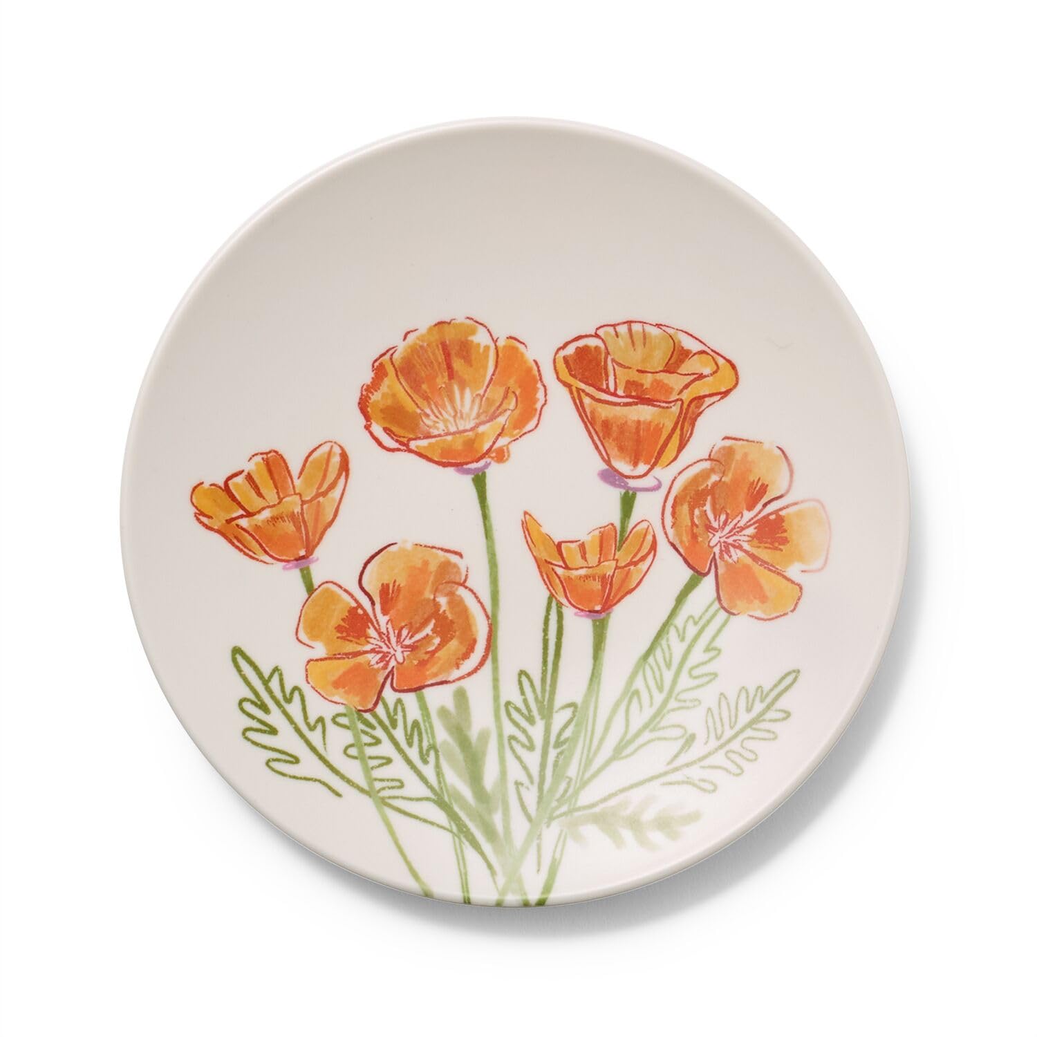 Sur La Table Wildflower Melamine Appetizer Plates, Set of 4, White